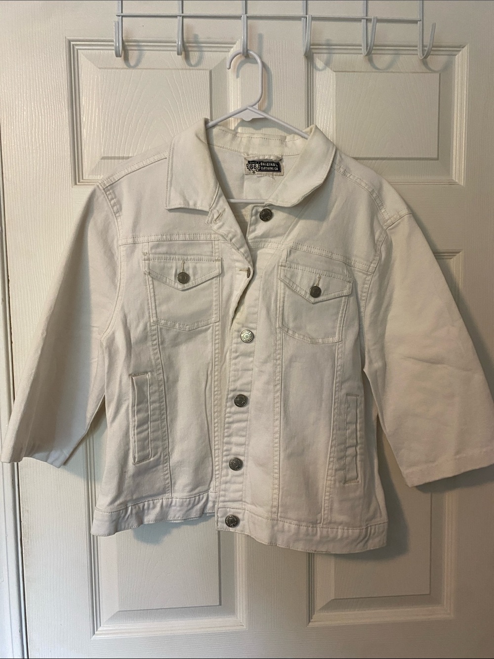 Route 66 White Denim Jacket with Button Front